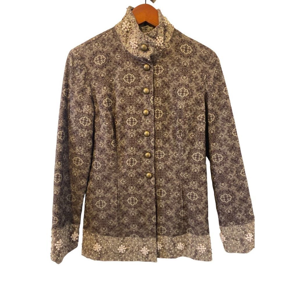 KENZIE Patterned Blazer w/Beaded Embellishments Size 6